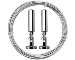 Dailygoods- Gordijnkabel 5 m - Roestvrij Staal - Waslijn - Spansysteem - Multifunctioneel - Inclusief Houders/Screws