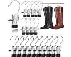 Dailygoods- Kleerhanger 20 stuks - Antislip Kledinghanger - Draagbare Wasknijpers - Roestvrij Staal - 360° Draaibare Haak - Verstelbare Rubberen Clip