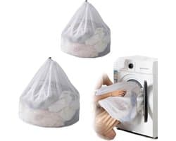 Set van 2 Waszakken, Grote Opbergzakken voor Vuile Was met Trekkoord, Vouwbare Wasmand voor Thuis en Reizen, Ideaal voor Organisatie en Ruimtebesparing (1 stuk 30 cm x 40 cm, 1 stuk 60 cm x 80 cm)