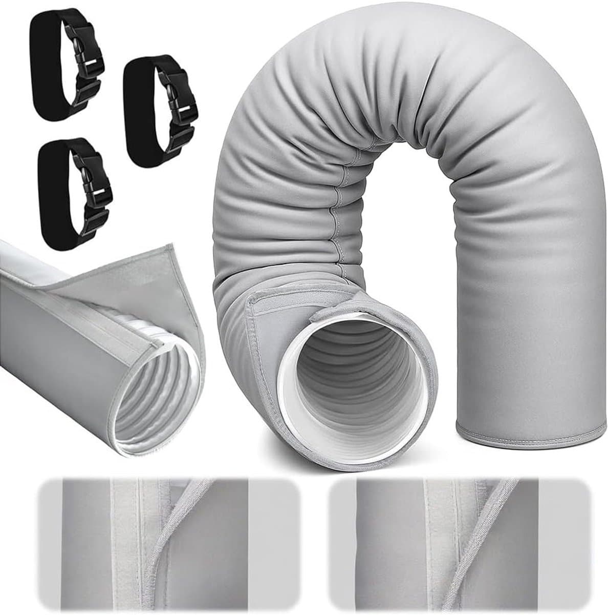 Luchtconditioner Afvoerslang Isolatie Cover met 3 Bevestigingsbanden voor Drenage Hoses van 12.5 cm en 15 cm — afbeelding 1
