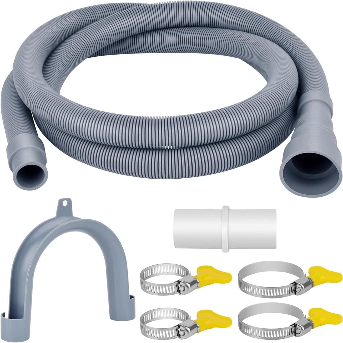 Afvoerslang Wasmachine - Verlengslang Vaatwasser - Apparaat Aansluiten - Universele Pasvorm - 5 Meter Lengte - Grijs — afbeelding 1