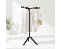 Maison Elara Droogrek voor kleding, 360° rotatie, opvouwbaar, in hoogte verstelbaar tot 136 cm, zwart
