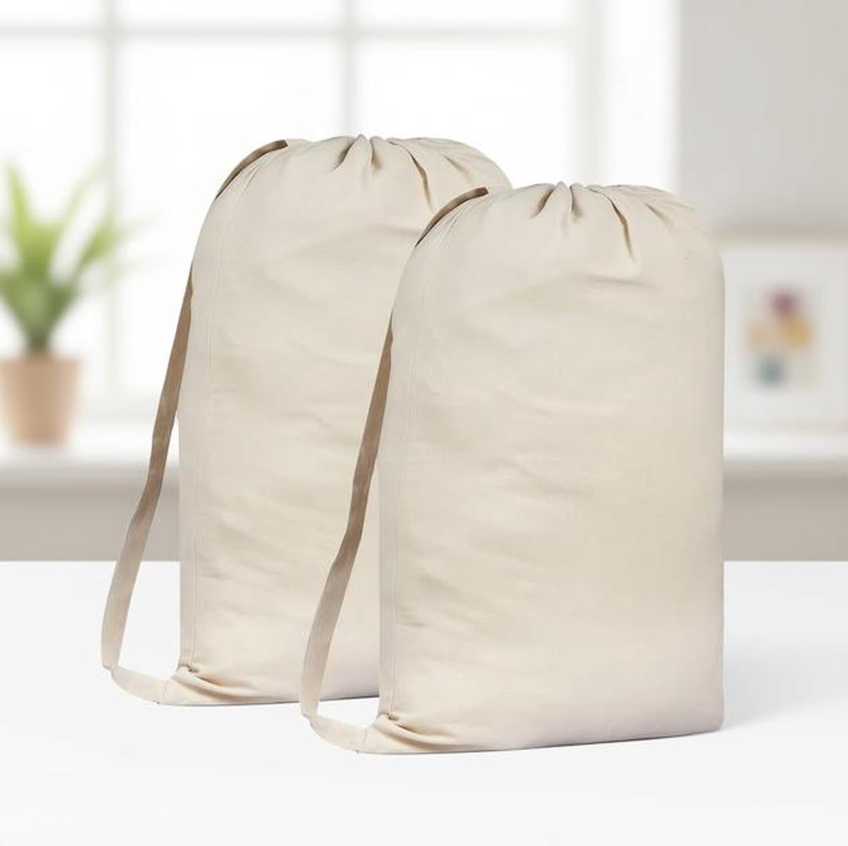 Maison Elara 2-pack Premium Canvas Waszak met schouderriem - 75x56 cm - 40L - 100% katoen — afbeelding 1