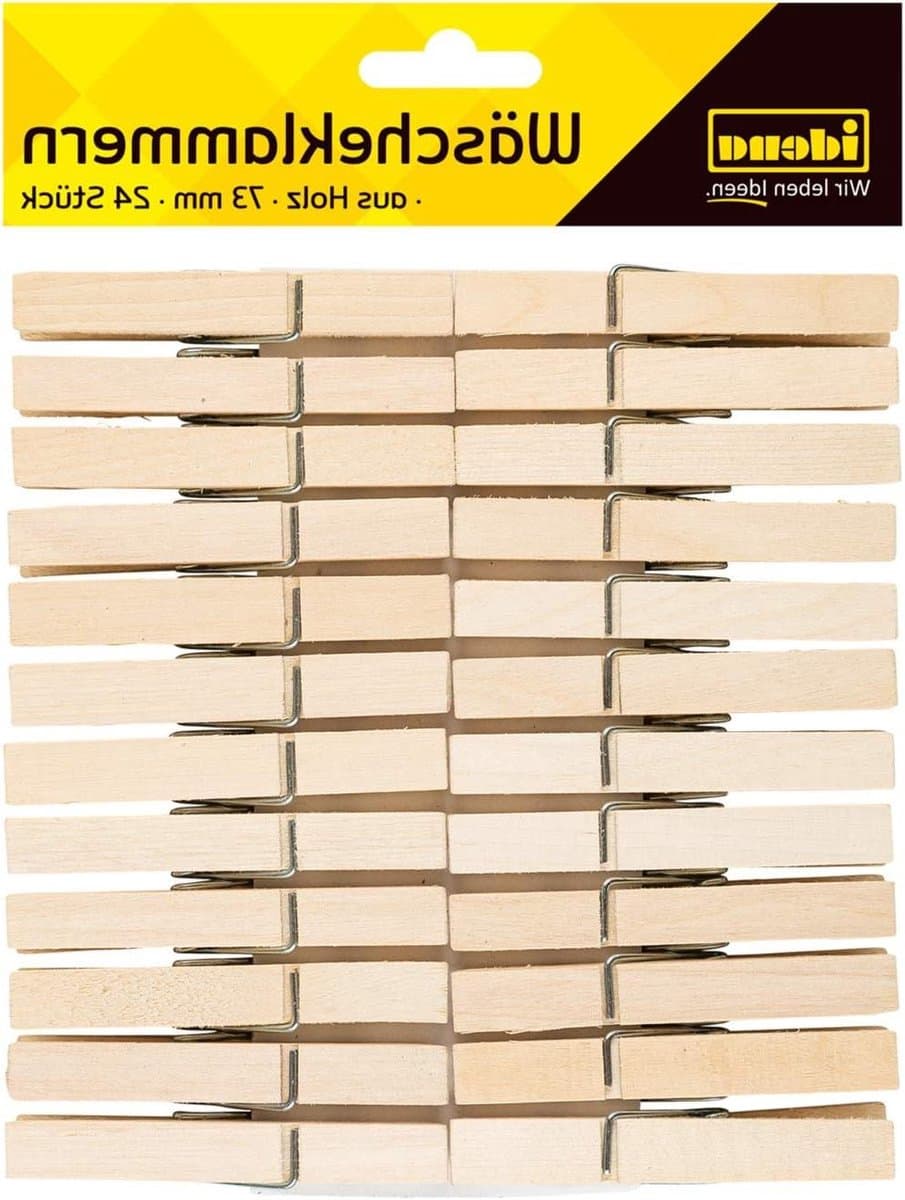 Houten Knijpers - Wasknijpers Set - Kleding Drogen - Natuurlijk Hout - 24 Stuks - Bruin — afbeelding 1