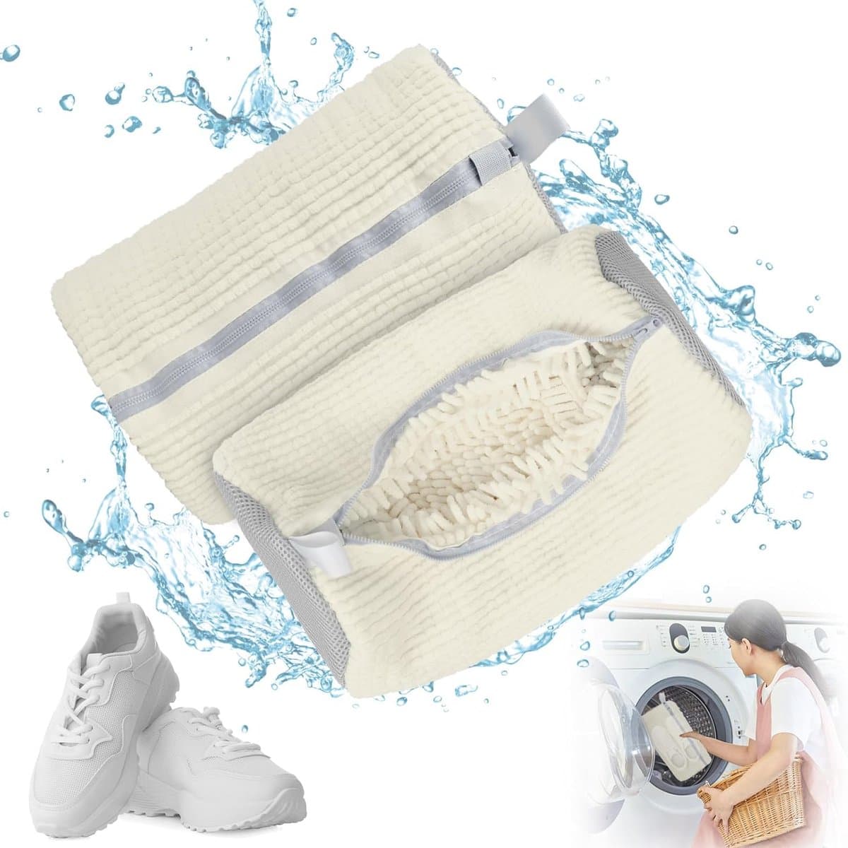 2 Waszakken voor Schoenen en Kleding met Ritssluiting - Bescherm je Wasgoed en Houd je Koffer Schoon — afbeelding 1