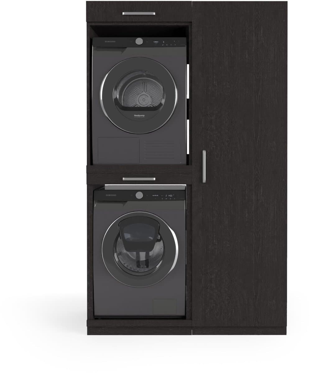 Wasophoogte® Wasmachine Kast Tokyo - Wasmachine verhoger - Wasmachine ombouw - 700(D)*1265(B)*2110(H) mm - Zwart — afbeelding 1