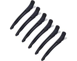 6 Professionele Haarclips voor het Verdelen en Stylen van Haar - Zwarte Klemmen