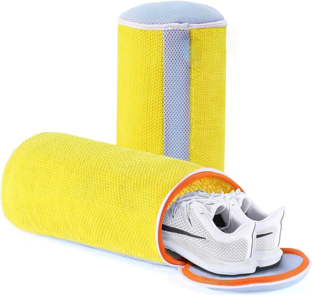 TOVBMUP 2 Stuks Waszakken - Schuhwaschbeutel - 360° Rundum-Reinigung met 3-Lagen Netontwerp - Wiederverwendbaar met Verborgen Rits - Geschikt voor Wasmachine tot EU46 - Polyester/Chenille - 35x17,5cm — afbeelding 1