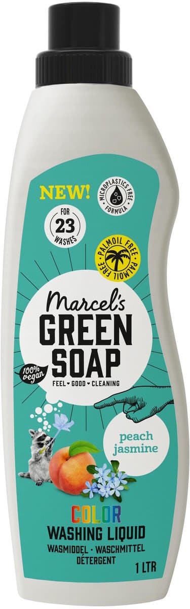 Marcel's Green Soap Wasmiddel Kleur Perzik & Jasmijn 23 Wasbeurten 1 liter — afbeelding 1