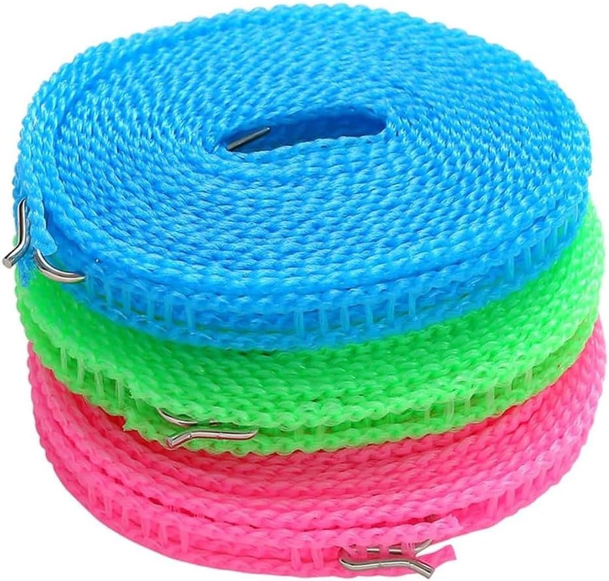 Tadipri Clothesline, Pack of 3 3M Non-Slip Clothesline, Camping Accessories, Outdoor Clothesline for Garden, Travel, Holiday, Camper or Caravan, Green/ — afbeelding 1