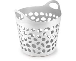 Plasticforte Flexibele wasmand/opbergmand - rond - wit - 35 liter - D40 x H39 cm — afbeelding 1