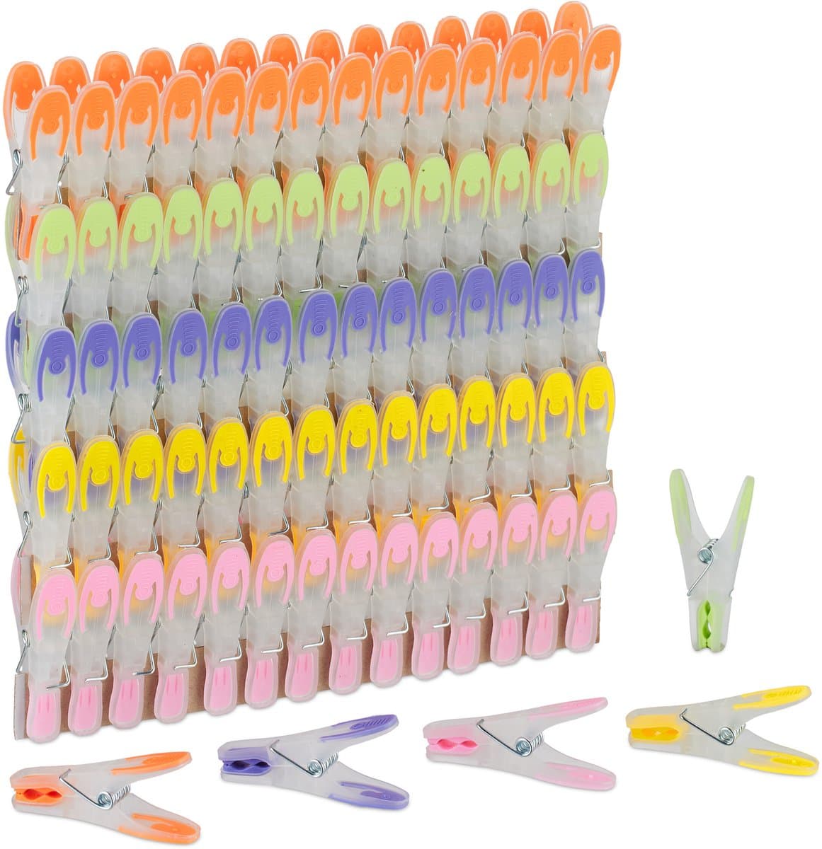 waskijpers kunststof - set van 75 - softgrip - gekleurd — afbeelding 1