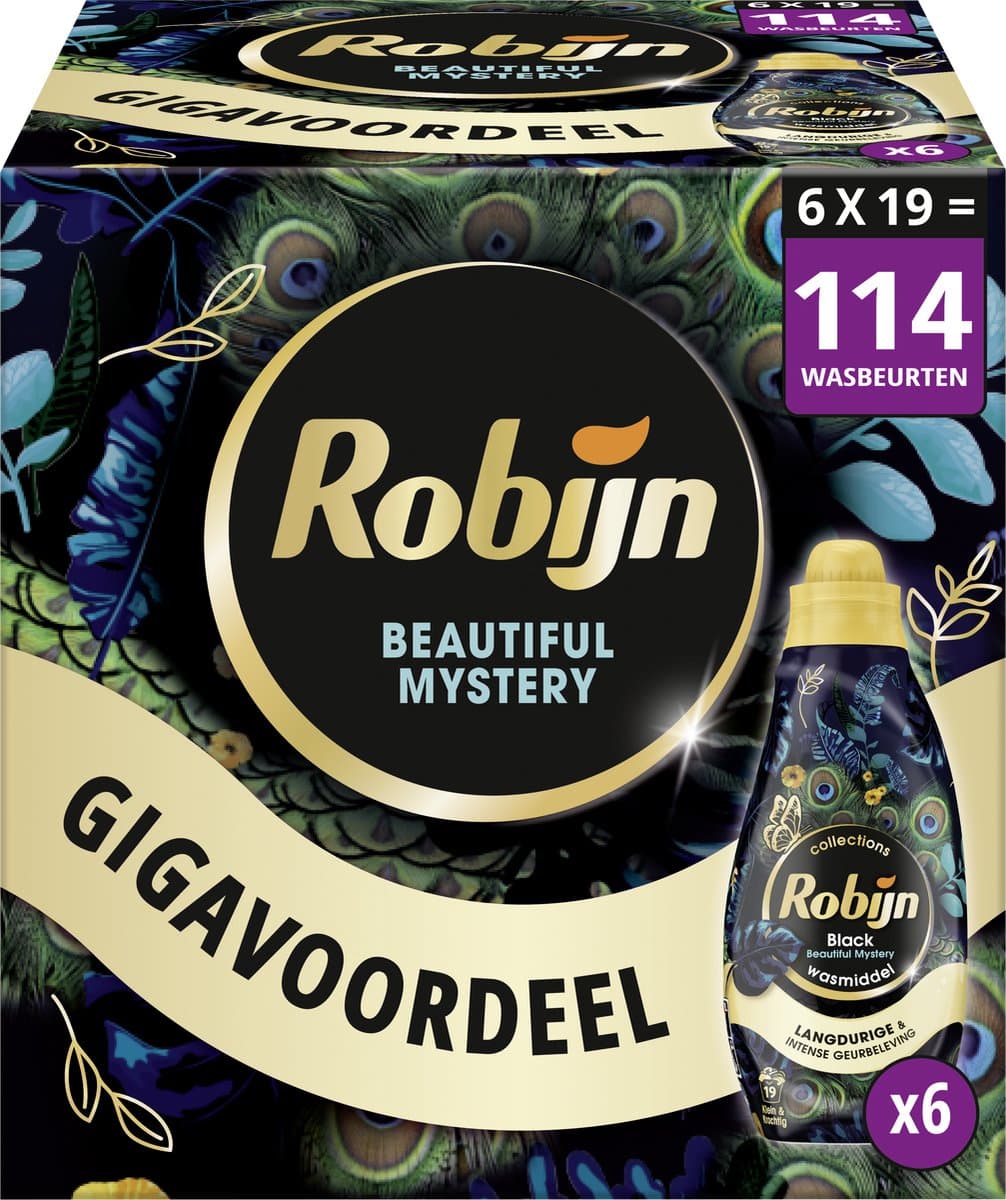 Robijn - Vloeibaar Wasmiddel - Klein & Krachtig - Beautiful Mystery -6 flessen 114 wasbeurten - Voordeelverpakking — afbeelding 1