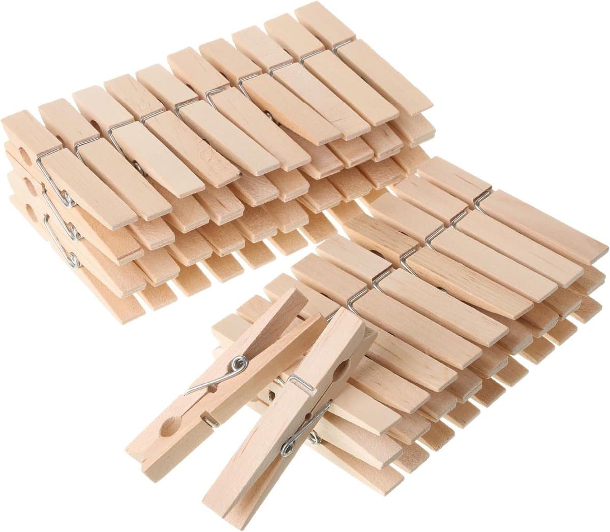 Houten wasknijpers, groot, natuurlijk hout, verpakking van 100, 5,8 cm, roestbestendig, voor in de klas en voor knutselwerkjes — afbeelding 1