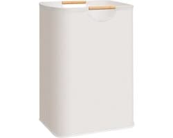 Wasmand - Waterdichte wasmand - Grote opvouwbare wasmand - Met versterkte houten handgrepen - Wasmand - Opbergmand voor vuile was - Geschikt voor wasgoed, badkamer - 40*30*60cm - Beige — afbeelding 1