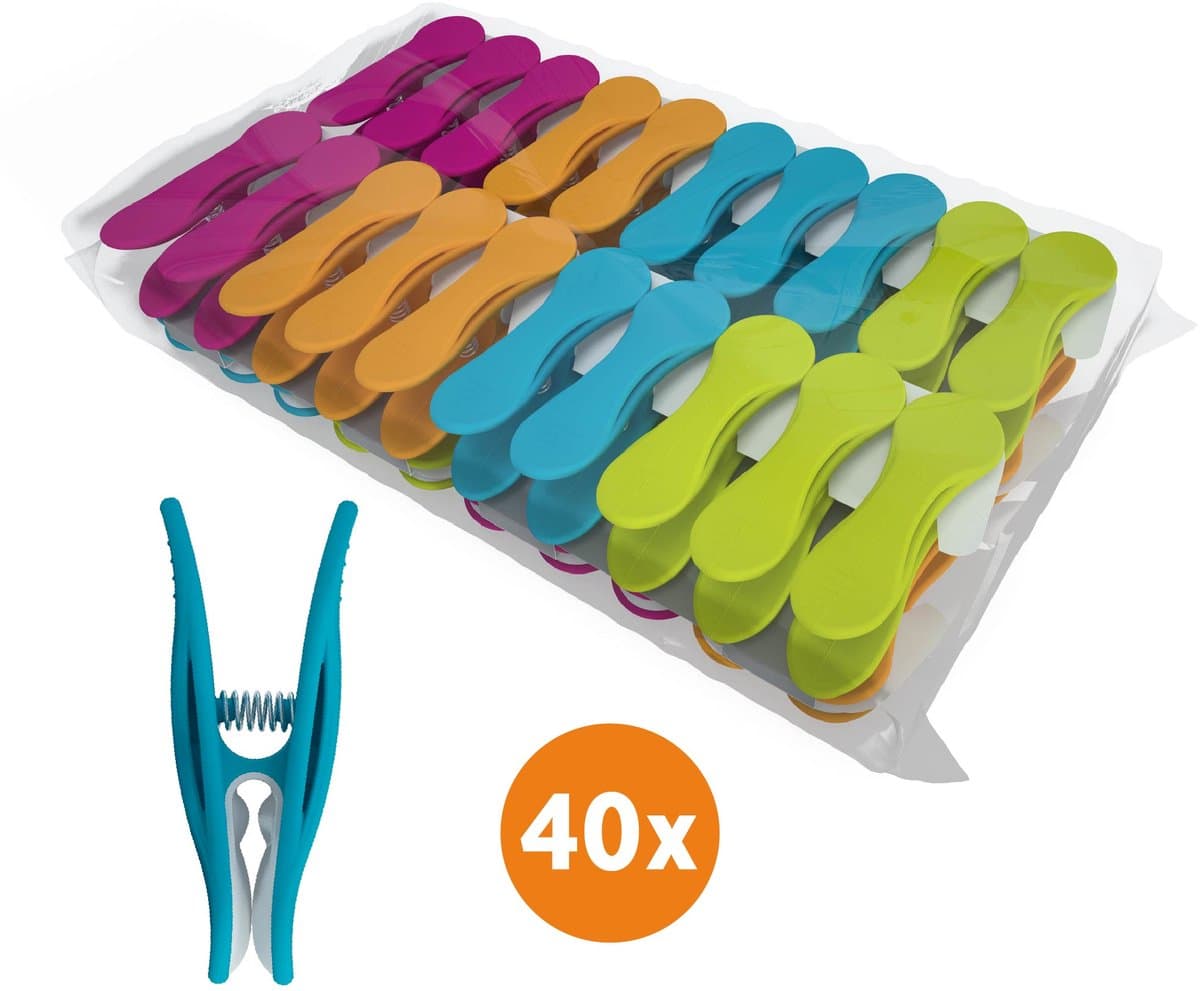 LaundrySpecialist Wasknijpers soft grip - 40 stuks - klein en extra stevig - wasknijpers plastic - wasknijpers kunststof - knijpers plastic — afbeelding 1