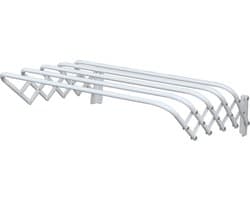 MSV Uitschuifbaar wasgoedrekje/droogrek - 3 meter waslijn - Ophangbaar aan muur - wit - 60 cm - metaal