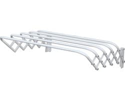 MSV Uitschuifbaar wasgoedrekje/droogrek - 5 meter waslijn - Ophangbaar aan muur - wit - 100 cm - metaal