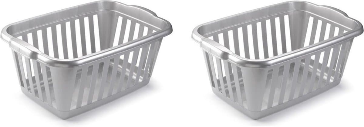 Plasticforte Wasmand - 3x stuks - grijs - kunststof - 40 liter - 60 x 40 x 26 cm - manden voor wasgoed - huishouden - opbergmand — afbeelding 1