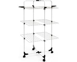 Posten Anker Michelino Tower aluminium kledingdroger, groot droogoppervlak 30 m, opvouwbare wasdroger voor badkamer of balkon, Tower kledingdroger in zwart en wit