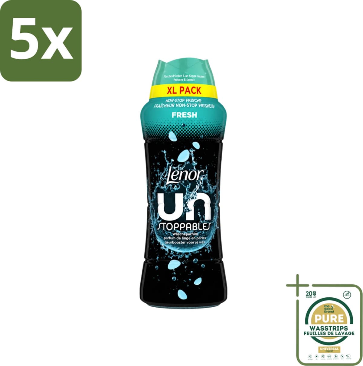 5 x Lenor Unstoppables - Geurbooster - Fris - Non-Stop Frisheid - Grootverpakking - Wasstrips - Geurbooster - Wasgeur - Frisheid - Textielverfrisser - Wasroutine — afbeelding 1