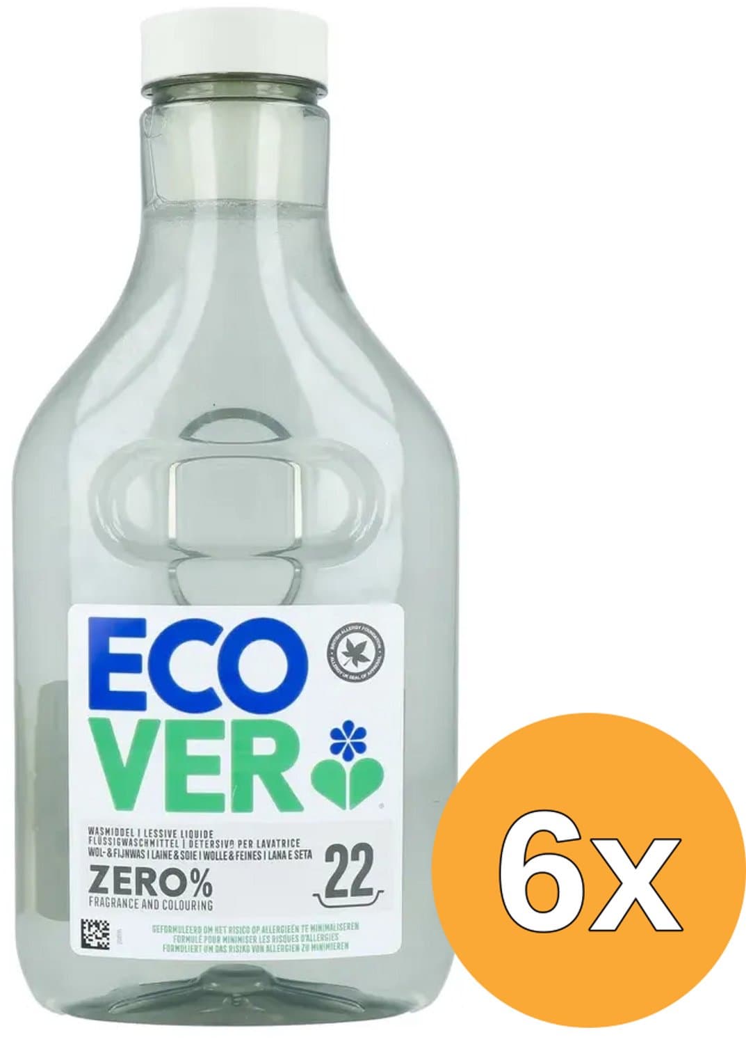 6x Ecover Wasmiddel Zero Wol & Fijn (1000 ml) — afbeelding 1