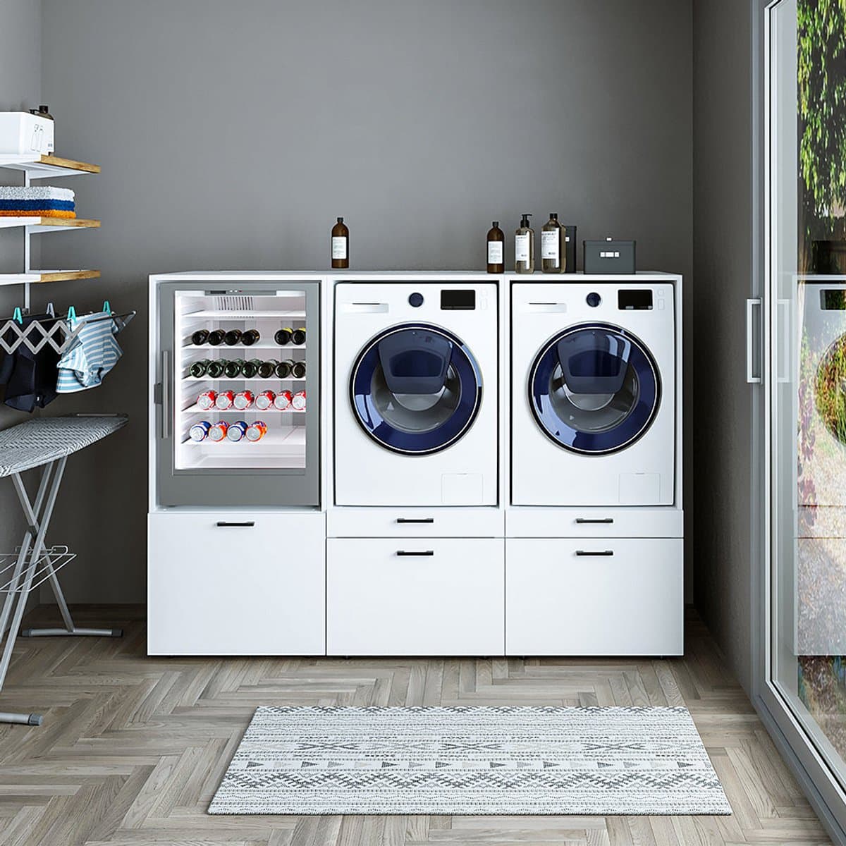 Roomart SERIE 2 Wasmachine Ombouwkast 201x145 cm - voor 3 Apparaten - Wit — afbeelding 1