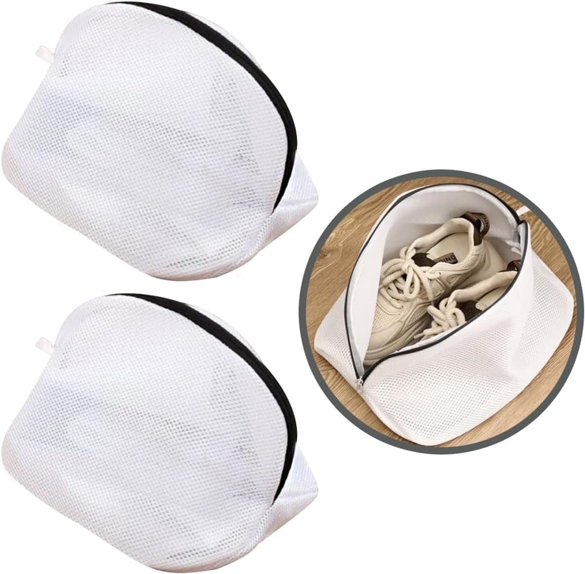 Waszak voor schoenen - 2 stuks, wasmachine zakken met rits, mesh wasnet voor delicate kleding en schoenen — afbeelding 1