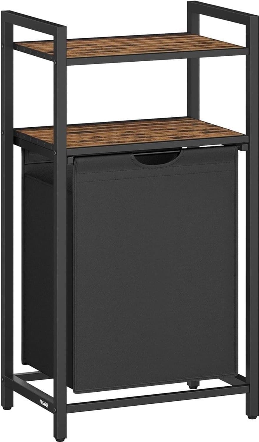 Klarven® Wasmand Vintage Bruin-zwart - Deksel Wasmand - Wasmanden - Wasmand Zwart - Laundry Basket - Met Legplanken en Waszak - 65 Liter — afbeelding 1