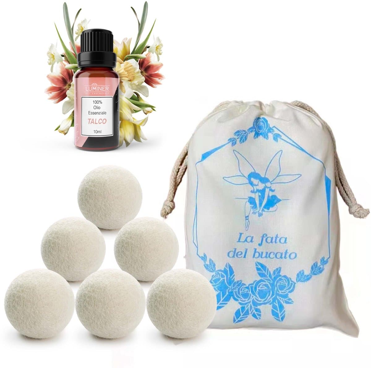SnelShoppen - Droogballen voor Wasdroger - 6 Kreukvrije Wolballen met Etherische Oliën - Geurdispenser voor een Frisse Was - Ideaal voor Gezinnen en H — afbeelding 1