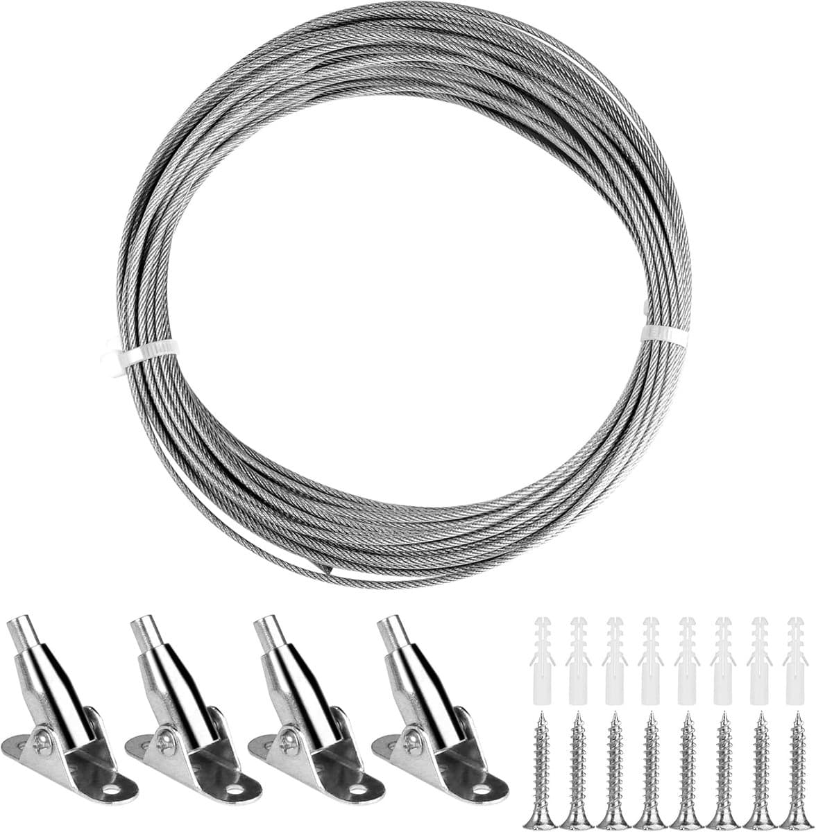 SnelShoppen - RVS Kabel 2 mm x 10 m met PVC Coating | Verstelbare Staal Kabel voor Gordijnen, Waslijn, Hanglamp - Corrosiebestendig voor Binnen en Bui — afbeelding 1