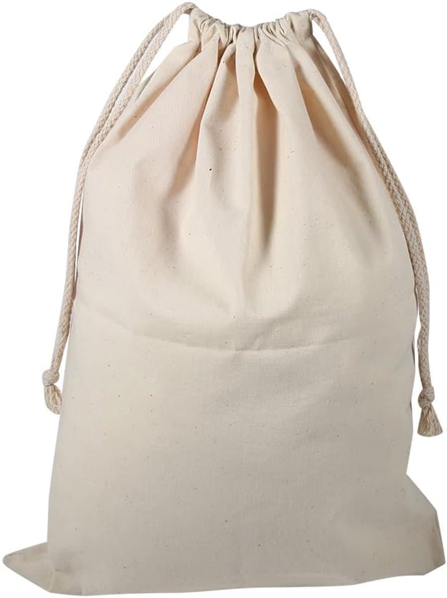SnelShoppen - Grote Waszak Beige - Natuurlijke Katoenen Opbergtas met Koordsluiting - Eco-Vriendelijk, 30x40 cm voor Thuisgebruik, Wasgoed, Vuile Kled — afbeelding 1
