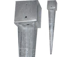 Vierkant Grondanker - Inslaghuls Staal - Stabiele Fundering - Thermisch Verzinkt - 750 of 900 mm - Zilverkleurig