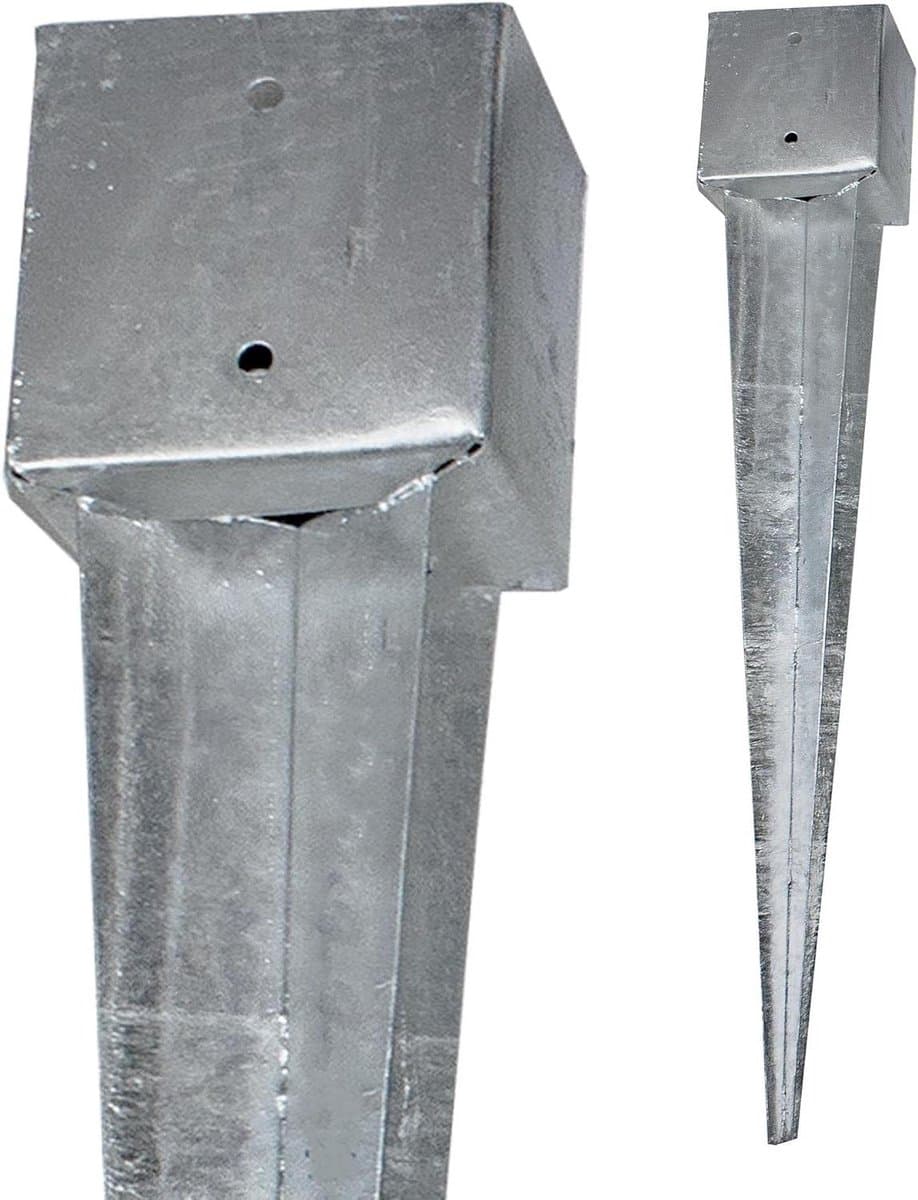 Vierkant Grondanker - Inslaghuls Staal - Stabiele Fundering - Thermisch Verzinkt - 750 of 900 mm - Zilverkleurig — afbeelding 1