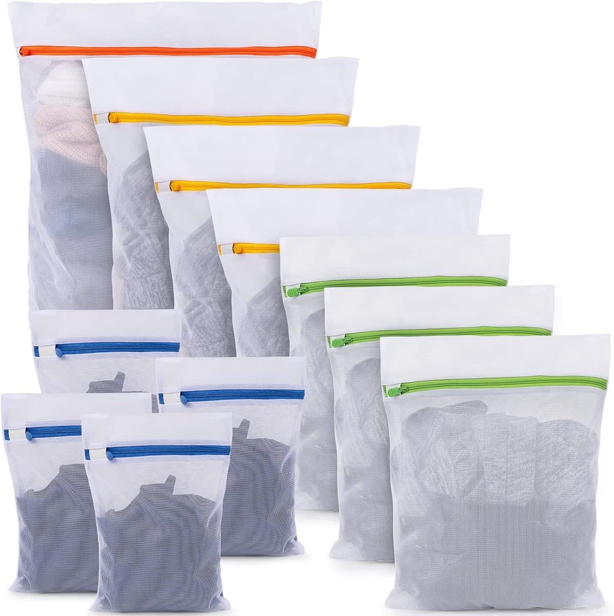 Thijox - Waszak Set van 11 Stuks met Rits, Mesh Waszakken voor Delicate Kleding, Beha's, Sokken, Reizen en Schoenen - Duurzaam Micro Mesh Materiaal — afbeelding 1