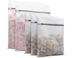 5pcsEen set waszakken van honingraatgaas, geschikt voor het opbergen van kwetsbare kledingstukken en voor gebruik als machinewasbare zakken voor ondergoed,3 Medium + 2 Groot