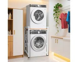 Miryx Wasmachinerek - Grote Wasmachine Plank - Wasmachine Ombouw - Badkamerkast - Verhoger - Ombouwkast - Tot 350kg - Verstelbaar