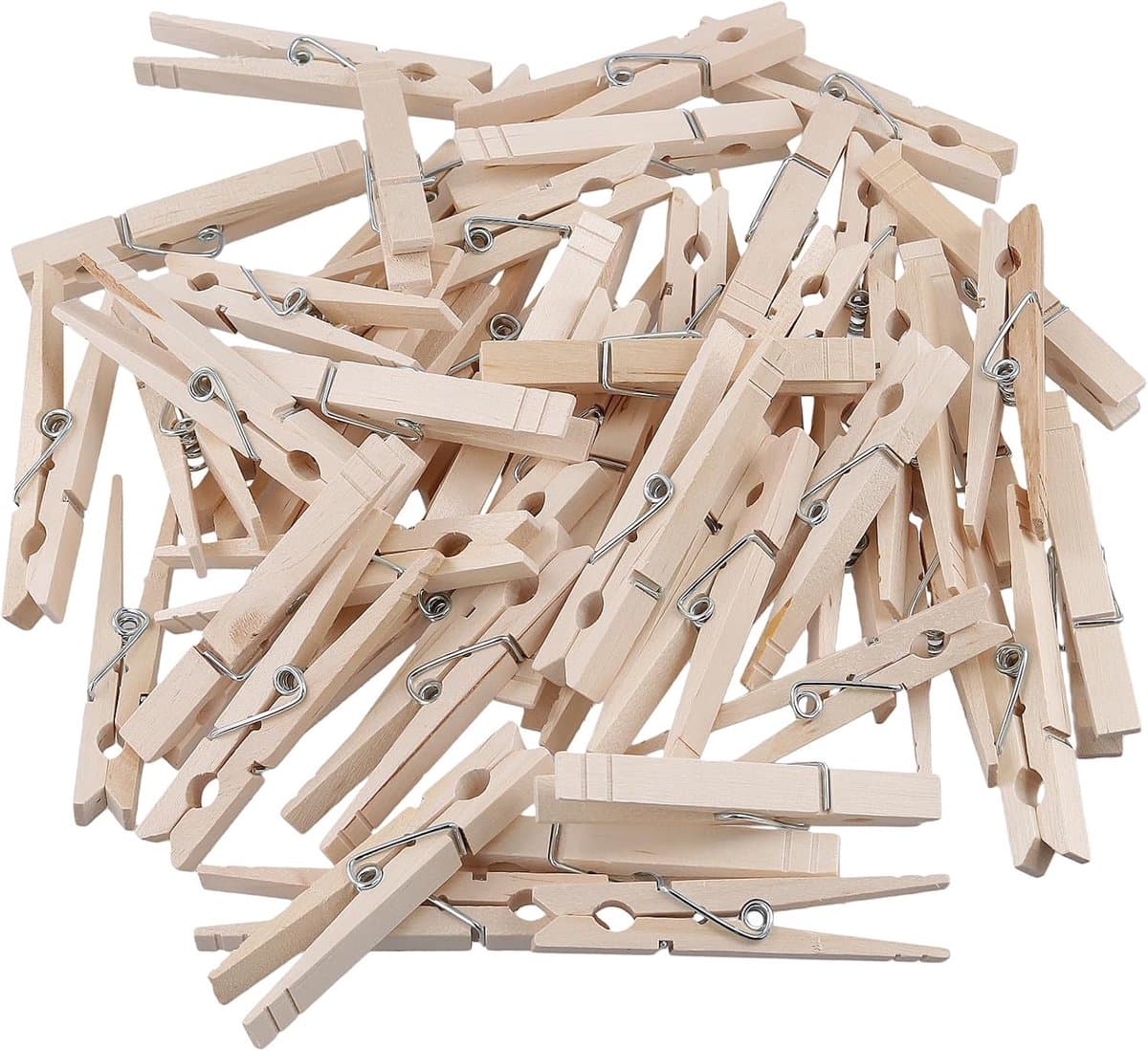 200pcs 8.5x1cm Wooden Clothespins Bulk, Non-slip Spring Bamboo Clothespins, Wooden Cloth Pegs for Hanging Clothes - ShopVlot — afbeelding 1