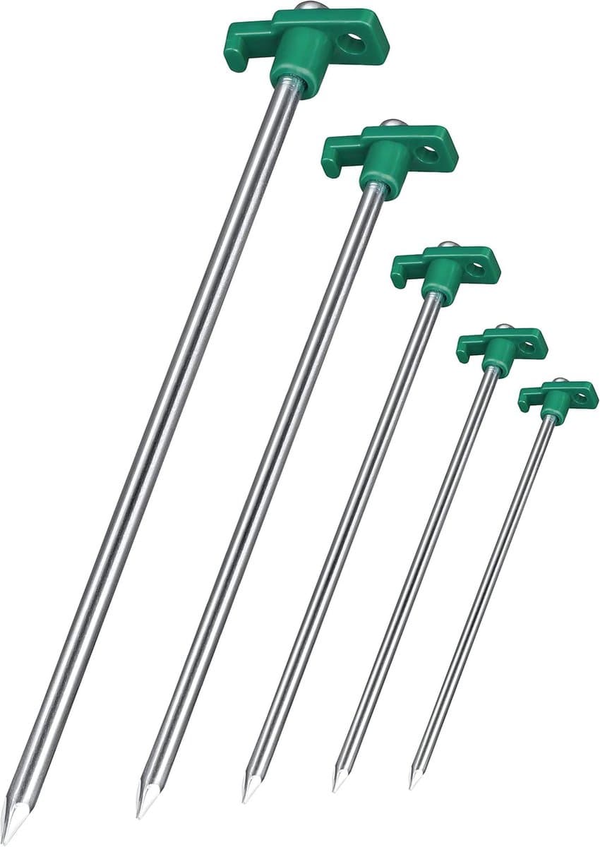 SnelShoppen - 16x anti-roest rots grondpennen groen/zilver Ø 0,7 cm, 25 cm lengte - rots grondankers, grondpennen, grondnagels van gegalvaniseerd staa — afbeelding 1