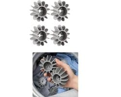 4-stuks Siliconen wasmachinebal - Wasballen - Herbruikbare wasballen - En reinigingsballen - Anti-klit en gemakkelijk schoon te maken - Siliconen - 7.8×6.5cm - Geschikt voor wasmachines, drogers en stoomdrogers - Grijs
