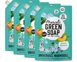 Marcel's Green Soap Kleur Wasmiddel Navulling - Perzik & Jasmijn - 4 x 1L - 92 wasbeurten