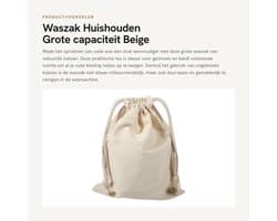 Dailygoods- Waszak Grote Capaciteit - Waszakken voor Wasgoed - Waszak met Koordvergrendeling - Natuurlijk Katoen - Milieuvriendelijk - 15x20 cm - Wasmand