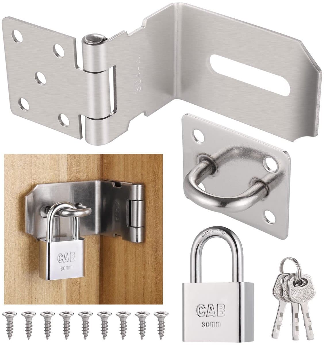 Dailygoods- Deurslot 90-graden - Roestvrij Stalen Tuinpoortslot - Slaapkamerdeurslot - Deurvergrendeling - Extra Beveiliging - Inclusief 3 Sleutels en Schroeven - Poortslot — afbeelding 1