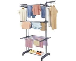 Droogtoren - Wasdroger rek - Kleding Drogen - 6 Inklapbare Vleugels - 50 x 75 x 171 cm - Grijs
