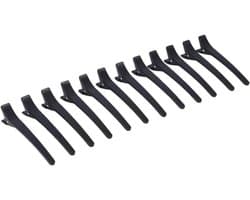 Haarklemmen Set - Kappersclips Haarspelden - Haar Stylen - Dubbel Scharnier Ontwerp - 12 Stuks - Zwart