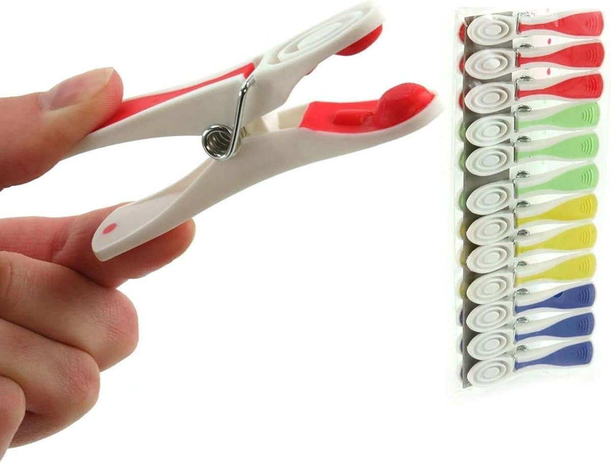 Wasknijpers - Kledingpennen - Kleding Drogen - Zachte Rubberen Grip - 12 stuks - Multi Color — afbeelding 1