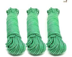 Waslijn Touw - Waslijn Kledinglijn - Kleding Drogen - Vochtbestendig Polypropyleen - 3 x 20 Meter - Groen