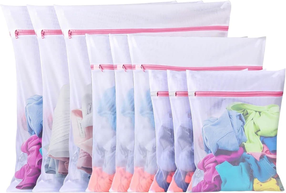 10 Stuks Wasnet Voor Wasmachine, Waszak Wasmachine Wasnet Grote Mesh Waszak Voor Shirts Bh's Sokken Schoenen Truien Babykleding (3 Maten) — afbeelding 1