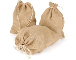 Jute Opbergzakken Set van 3 met Trekkoord - 36 x 30 cm - Ideaal voor Aardappelen, Oogst en Noten