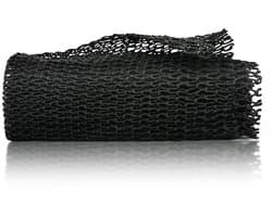 Netspons, Lange Badspons met Knopen, Afrikaans Wasnet, Exfoliërende Douche, Rugscrubber, Huidverzachter, Rekbaar tot 160 cm (Zwart)